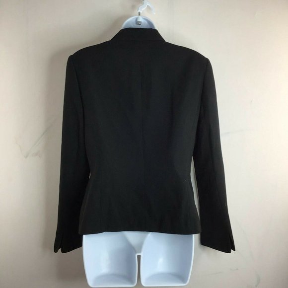 Emily Womens Two Piece Skirt Suit Black Three Button Long Sleeve Size 8 - Picture 3 of 10